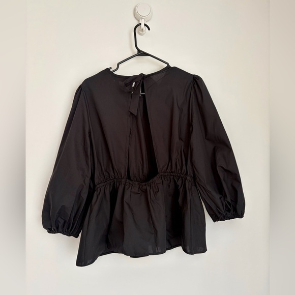 ⭐ 3 for $40 - Miss Selfridge - Black Puff Sleeve - Open Back - Size 10 - NWT - Picture 2 of 5